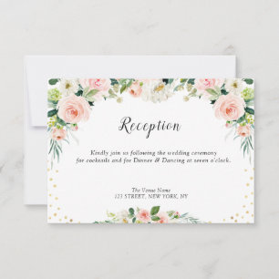 Cartão RSVP placa de recepção de casamento floral com pincel r