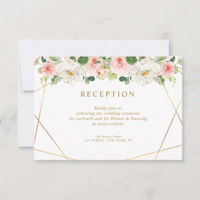 Cartão RSVP placa de recepção de casamento floral com pincel r (Frente)