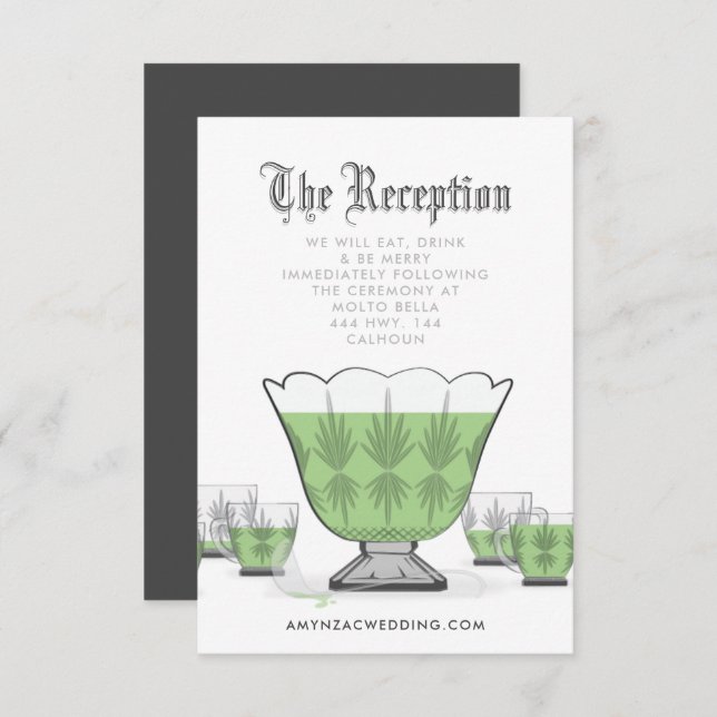 Cartão RSVP Placa de receptáculo de recepção Crystal Punch Bow (Frente/Verso)