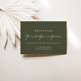 Cartão RSVP Placas de Recepção de casamento Verde Escuras El