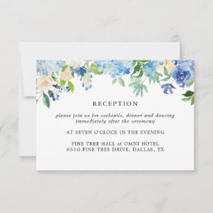 Cartão RSVP Placas de Recepção Floral com Cor de Água de Hydra