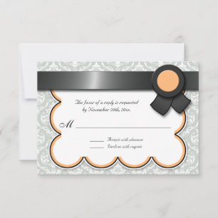 Cartão RSVP Placas RSVP/Resposta de Casamento tema damasco Lar