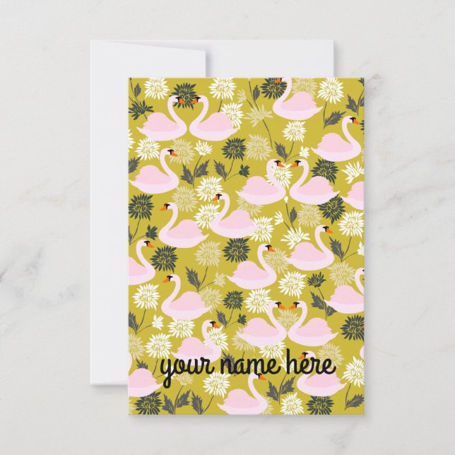 Cartão RSVP Placas Swan Personalizadas (Frente)