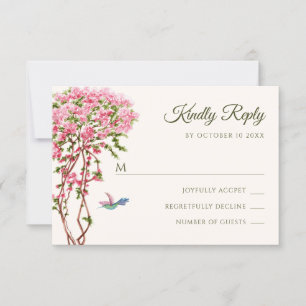 Cartão RSVP Plantas rosadas com aquarela
