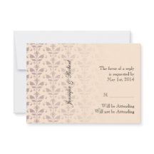 Plum and Champagne Damask Response Card
