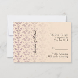 Cartão RSVP Plum and Champagne Damask Response Card