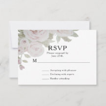 Plush Pink Gray Rose Floral Watercolor Wedding