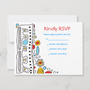 Cartão RSVP POP ART SCRIBBLY Bat Mitzvah Reply Card