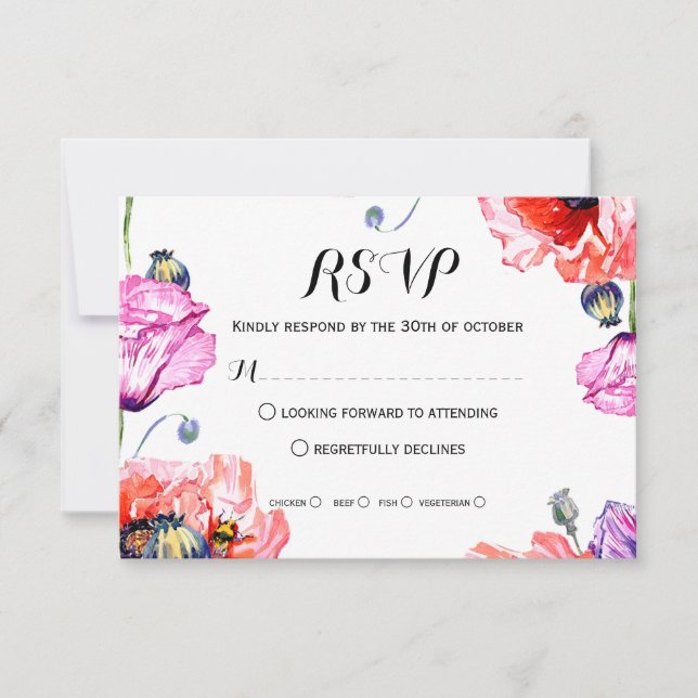 Cartão RSVP Poppies Rsvp. (Frente)