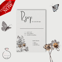 Cartão RSVP Poppies Terracotta de Linha Mínima