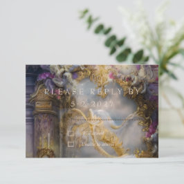 Cartão RSVP Porta Elegante Dourada, Texto Dourado