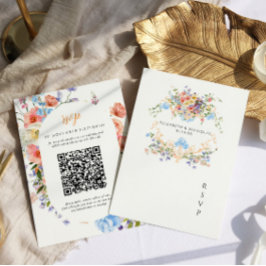 Cartão RSVP Prado de Flores Silvestres | Crista de Casamento F