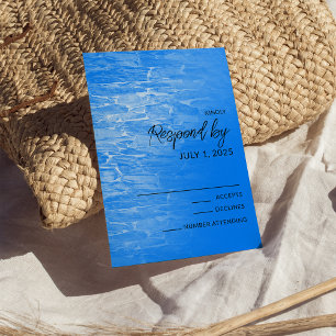 Cartão RSVP Praia Minimalista Azul Azure