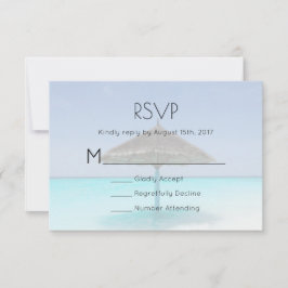 Cartão RSVP Praia Tropical com o Casamento dos Guarda-chuvas T