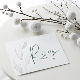 Cartão RSVP Prata elegante moderna de inverno deixa aquarela