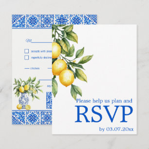 Cartão RSVP 💙🍋Preferências alimentares Azul & Limone Romanc