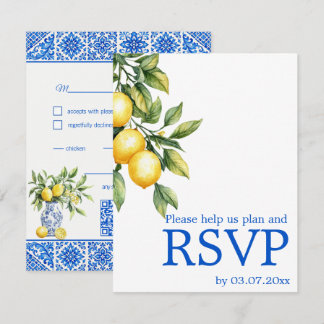 Cartão RSVP 💙🍋Preferências alimentares Azul & Limone Romanc