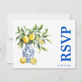 Cartão RSVP 💙🍋Preferências alimentares Azul & Limone Romanc