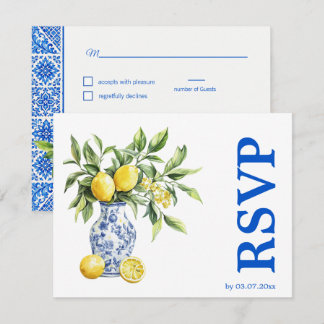 Cartão RSVP 💙🍋Preferências alimentares Azul & Limone Romanc