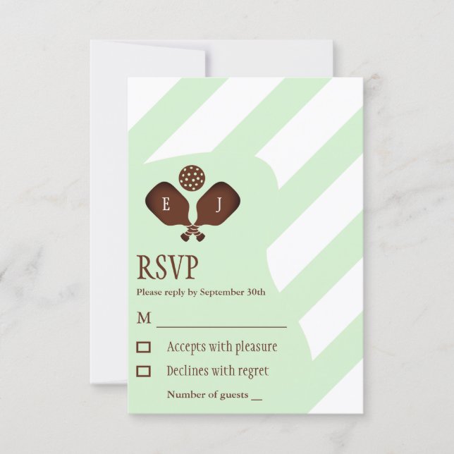 Cartão RSVP Preppy Pickleball Stripes Wedding (Frente)