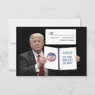 Cartão RSVP Presidente Trump Casamento Patriótico Personalizad