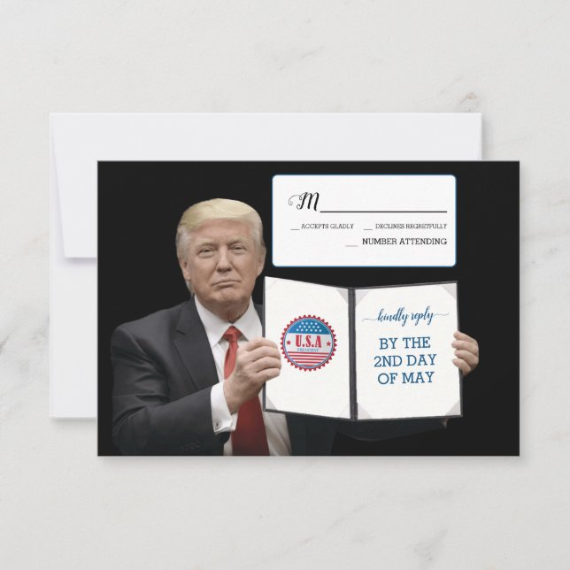 Cartão RSVP Presidente Trump 📜 Personalidade Patriótica De Ca (Frente)