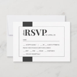 Cartão RSVP Preto branco negro e mínimo escolha de refeição RS
