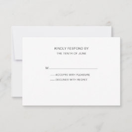 Cartão RSVP Preto e Branco modernos simples