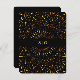 Cartão RSVP preto e ouro clássico Elegante