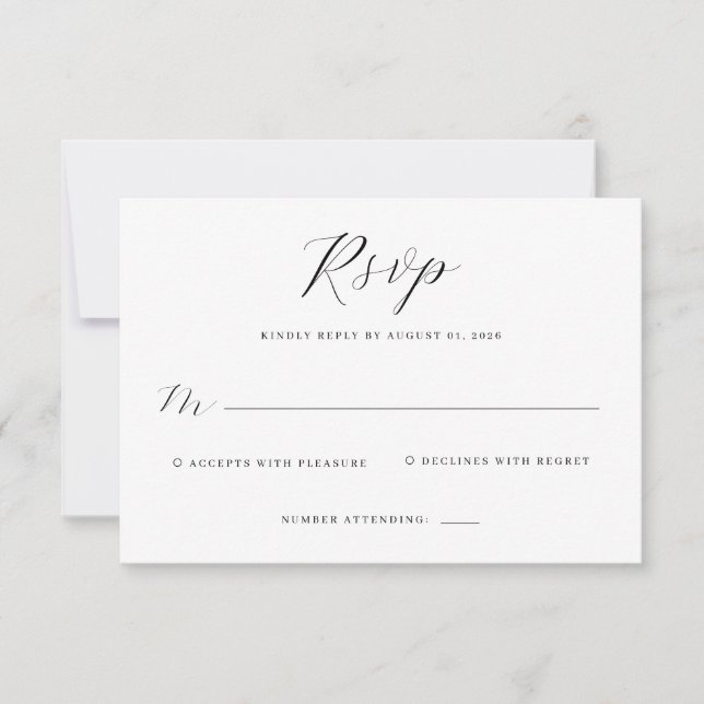 Cartão RSVP Preto Elegante (Frente)