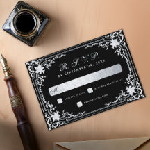 Preto Falso Prata Vintage Elegante Rótulo Casament