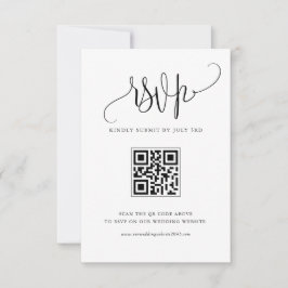 Cartão RSVP Preto Fazemos Moderno Código QR de Casamento de Ca