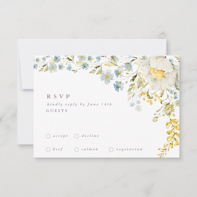Cartão RSVP Primavera Boho Wildflower Pampas Wedding (Frente)