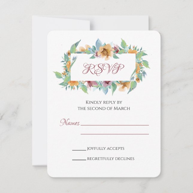 Cartão RSVP Primavera Florals (Frente)