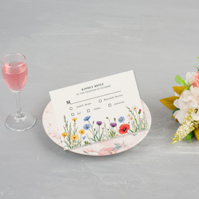 Cartão RSVP Primavera Wild Flower Meadow Wedding (Criador carregado)