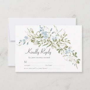 Cartão RSVP Primavera Wildflower Blue Green Weding