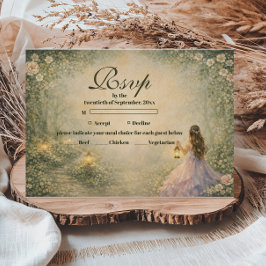Cartão RSVP Princesa da Floresta Encantada Quinceañera