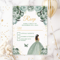 Princesa de Cabelo Castanho Sage Verde e Dourado
