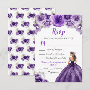 Cartão RSVP Princesa Floral em Escolha de Refeição de Vestido 