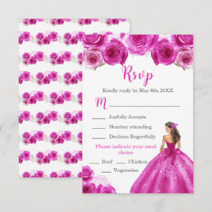 Cartão RSVP Princesa Floral em Escolha de Refeição de Vestido