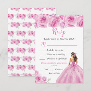 Cartão RSVP Princesa Floral em Escolha de Refeição de Vestido 