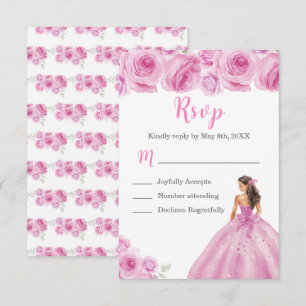 Cartão RSVP Princesa Floral em Escolha de Refeição de Vestido 