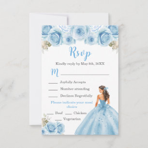 Cartão RSVP Princesa Floral na Escolha da Refeição do Vestido 