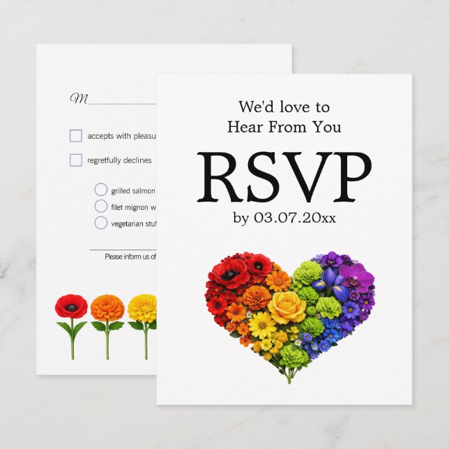 Cartão RSVP 🌈 Prosperar Juntos –com Escolhas de Refeição (Frente/Verso)