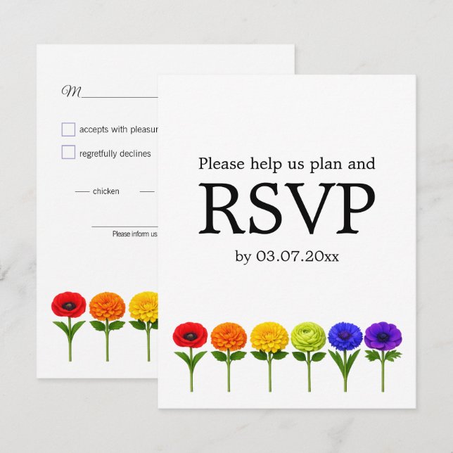 Cartão RSVP 🌈 Prosperem Juntos– com Escolhas Alimentares (Frente/Verso)