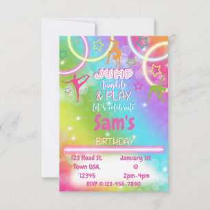 Cartão RSVP Pule, Tome uma Queda e Brinque de Aniversário!