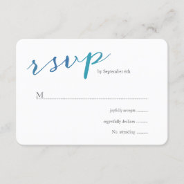 Cartão RSVP Pura Amor Aquarela Casamento RSVP/Oceano Azul