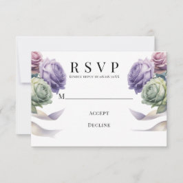 Cartão RSVP Purple and Sage Green Wedding 