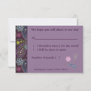 Cartão RSVP Purple Paisley