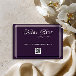 Cartão RSVP Purple Timeless Old Money Wedding